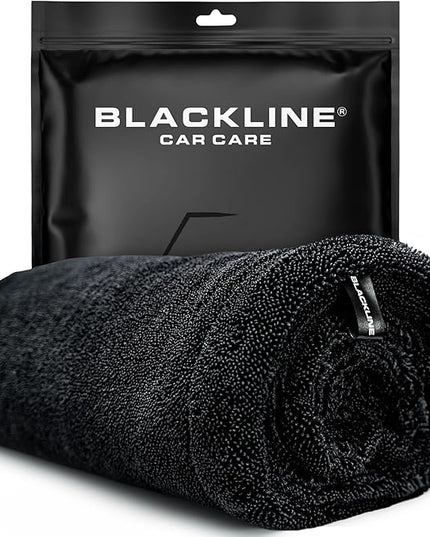 Blackline 24"x36" Twisted-Loop Car Drying Towel, 1300GSM, Streak Free, Lint Free, Reusable - Car Accessories, Microfiber Cleaning Cloth for Car, Truck, SUV - One Pass is All You Need