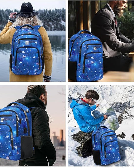 Laptop Backpack,Business Travel Anti Theft Slim Durable Laptops Backpack with USB Charging Port,Water Resistant College Computer Bag for Women & Men Fits 15.6 Inch Laptop and Notebook-Dreamy Blue