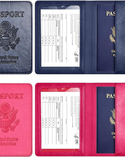 Eoehro Passport Holder for Travel Essentials-2Pack, Passport Wallet Cover Case for Travel Must Haves Accessories,Passport Book Holders for Women and Men
