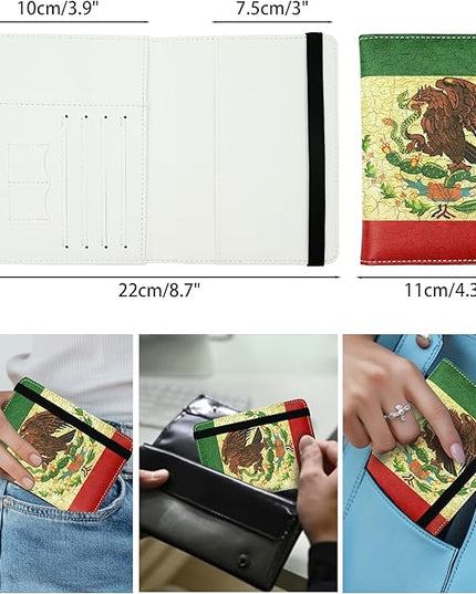 Mexico Flag Passport Holder for Women and Men PU Leather Passport Cover for Travel