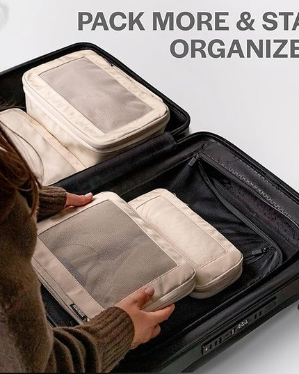 Aerotrunk Compression Packing Cubes for Travel - Luggage Organizer Bags - Double Zipper Packing Cubes for Suitcases (2-Pack, Rose)
