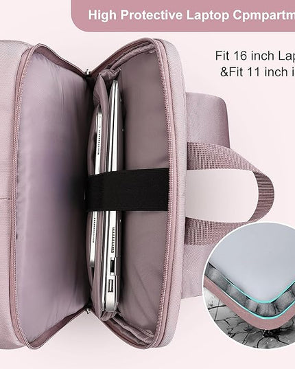PIJUSHI Travel Backpack for Women Flight Aprroved Carry on Bag Large Casual Luggage Backpack Fit 16 inch Laptop(PE050 Ashen Purple)