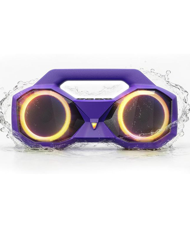 OZJ Bluetooth Speaker 80W(Peak) Loud with Bass, 20H Playtime, IPX7 Waterproof, RGB Lights, TWS, Large Portable Wireless Speakers for Outdoor, Home, Party, Pool, Beach, Tailgating, Gym, Work (Purple)