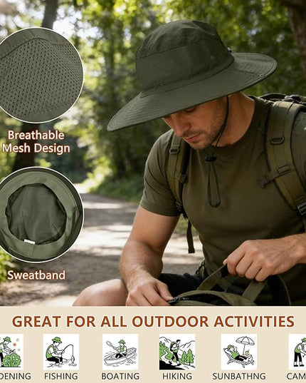 ZOORON Sun Hats for Men Women Fishing Hat with Neck Flap,UPF 50+ Sun Hat Waterproof Wide Brim Bucket Hats for Safari Hiking