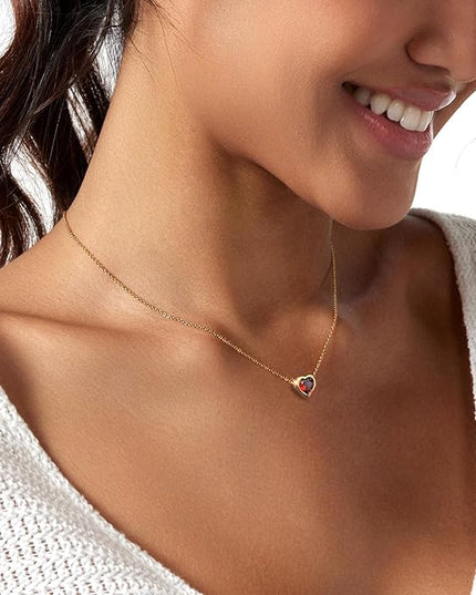 Cute Heart Necklace Dainty 18k Gold Plated Tiny Heart Pendant Choker Necklaces Small Gold Love Open Heart Chain Necklace for Women Simple Gold Necklace for Women Trendy Jewelry