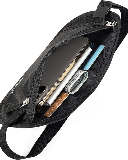 Travel Money Belt - Slim Passport Holder Travel Wallet with RFID Blocking Travel Pouch Undercover Fanny Pack for Women Men