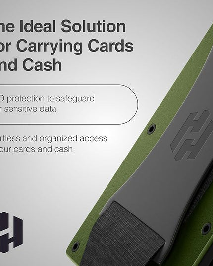 Hayvenhurst Wallet For Men - Reinvented Design Men's Wallet - Slim, Minimalistic & Seamless, Blocks RFID Scanners with a Cash Strap (Matte Olive)