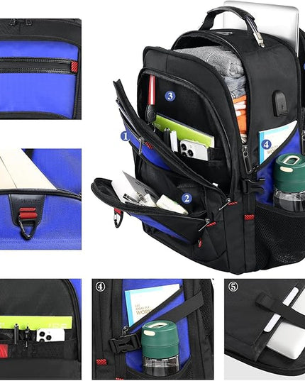 Z-MGKISS Gaming Laptop Travel Backpack Fits 18.4"-19" Laptops, Extra Large TSA Carry On Bag, College Business Work Mens Backpack, Blue