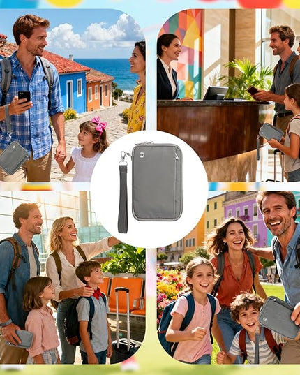 WALNEW Family Passport Holder for 5 - Large Travel Organizer Holds up to 6 Passports, RFID Blocking Water Resistant Document Wallet for Cards, Tickets, Boarding Passes