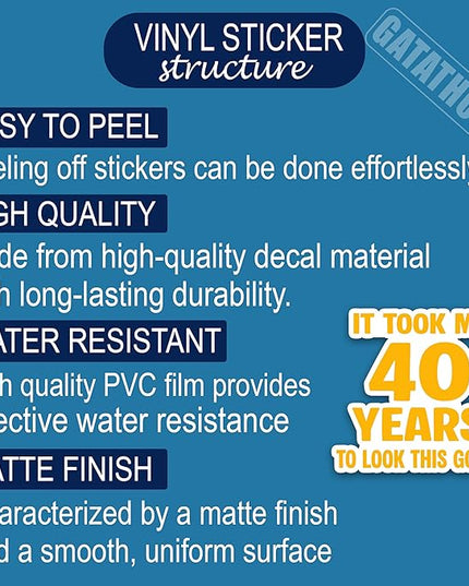 (3Pcs) Funny 40th Birthday Stickers – It Took me 40 Years to Look This Good - Cheers to 40 Years Waterproof Vinyl Decals for Forty Birthday Gifts, Water Bottles, Scrapbooks, Journals, 3 x 2.7 inch