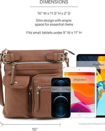 SG SUGU Katie Lightweight Medium Crossbody Bag Shoulder Bag with Multi Pocket for Women