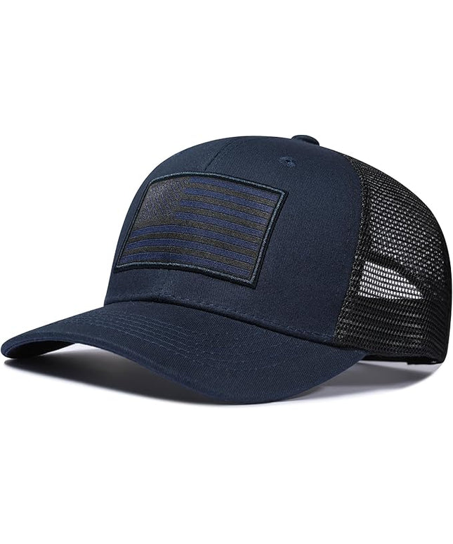 AURR American Flag Trucker Hat, Patriotic Baseball Cap for Men & Women, Breathable Mesh Adjustable Snapback, USA Flag Patch