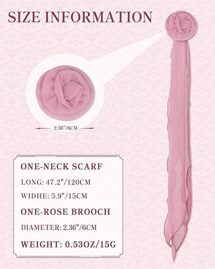 Chiffon Scarf for Women, Removable Flower Neck Scarf Light Soft Fashion Rose Scarves Versatile Headband or Hair Band