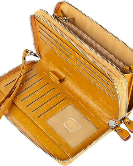 Lavemi Small Compact Women Wallet RFID Blocking Genuine Leather Bifold Purse with ID Windows