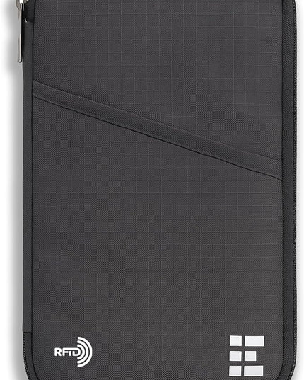 Zero Grid Family Passport Holder for Up to 6 Passports, Large Travel Document Organizer Wallet with 7 RFID Blocking Sleeves for Anti-Theft Protection - Shadow Grey