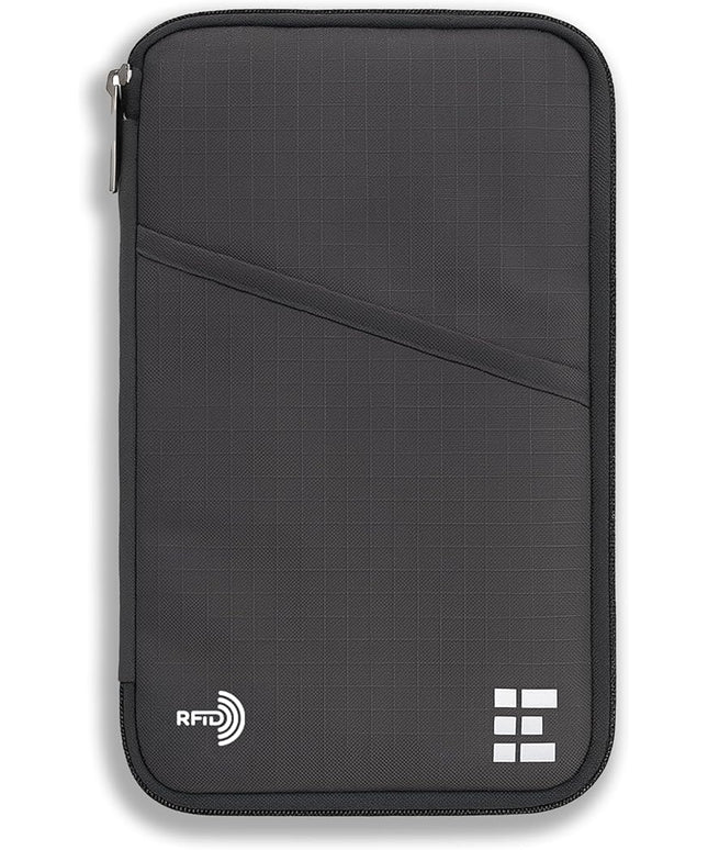 Zero Grid Family Passport Holder for Up to 6 Passports, Large Travel Document Organizer Wallet with 7 RFID Blocking Sleeves for Anti-Theft Protection - Shadow Grey