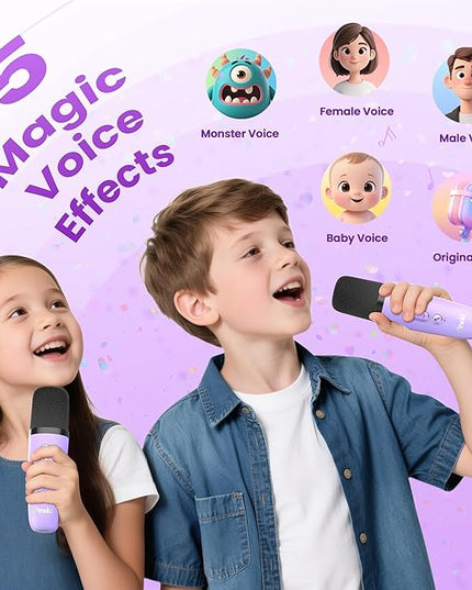 Mini Karaoke Machine for Kids Adults, Portable Bluetooth Speaker with 2 Wireless Karaoke Mics Player,2026 TOP Birthday Gifts Toys for Girls 3,4, 5, 6, 7, 8+Years Old Toddler(Light Purple)