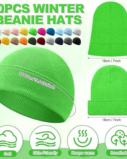 Winter Beanie Hats Bulk for Women Men Cozy Knitted Cuffed Skull Cap Soft Ski Hat for Homeless Gift Donation