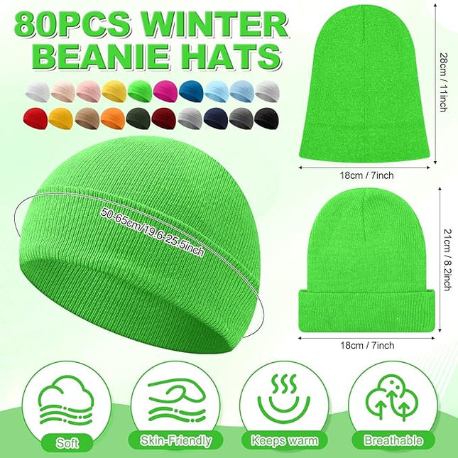 Winter Beanie Hats Bulk for Women Men Cozy Knitted Cuffed Skull Cap Soft Ski Hat for Homeless Gift Donation
