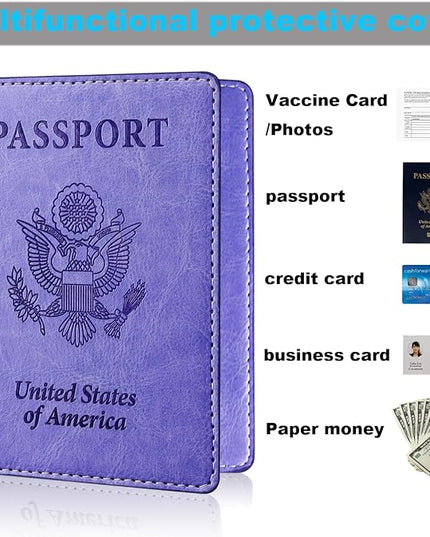 Herain Passport Holder for Travel Cruise Essentials 2 Pcs, Passport Cover Wallet Case Travel Gifts Women Men Family, Passports Book Holders Vacation Accessories Must Haves