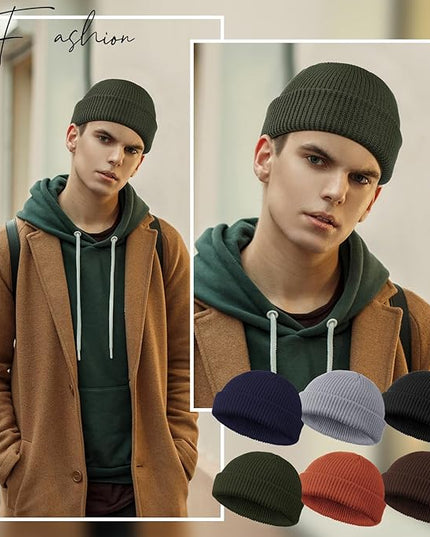 SATINIOR 6 Pieces Trawler Beanie Watch Hat Roll up Edge Skullcap Fisherman Beanie Unisex