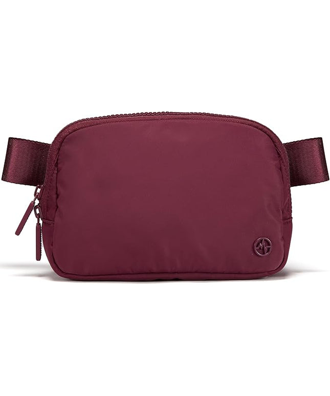 Pander Two Way Zipper Fanny Pack Nylon Everywhere Belt Bag for Women, Water Repellent Waist Packs, Crossbody Bags with Adjustable Strap (Red Merlot).