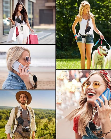 XANGNIER Clip and Go Strap for Phone with Wallet Crossbody, Phone Strap with Zippered Wallet, Adjustable Anti Theft Cellphone Lanyard for Women, Cellphone Chain Accessories,Multicolor 6