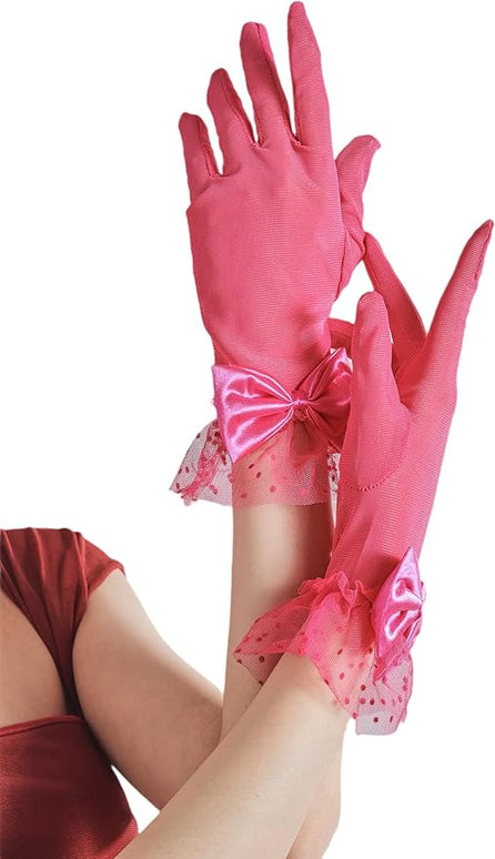 Sahabowi Satin Gloves Formal Bridal Banquet Party Wedding Opera Solid Colorful Mitten For Women