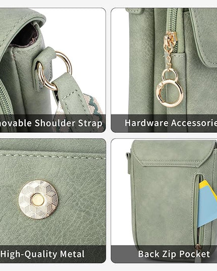 APHISON Small Crossbody Bags for Women Trendy, Leather Phone Wallet Purses Handbags Card Slots with Adjustable Guitar Strap