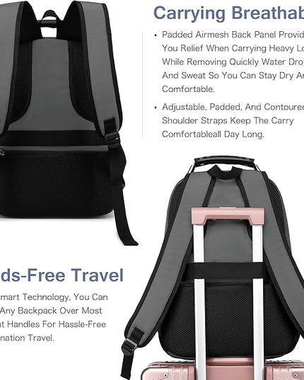 Boavan Laptop Backpack for men, 15.6 inch Laptop Bag with USB Port, Waterproof Travel Work Backpack Purse, Anti-Theft Teacher Nurse Doctor Casual Bookbags Office Business backpack，Grey