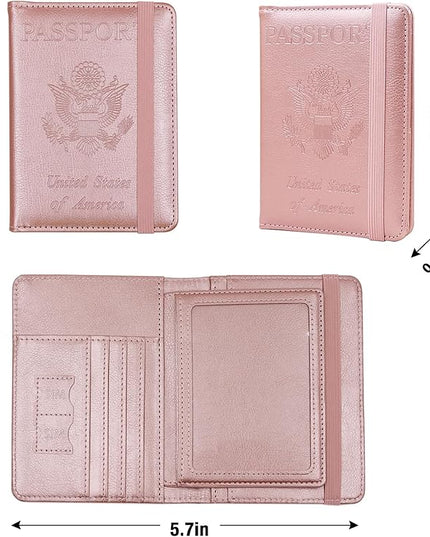 Melsbrinna Rfid Passport Holder for Travel women/Men, Cute Passport Wallet Rfid Blocking Card Slots, Rfid Passport Cover/CaseTravel Wallet, Passport Book Holder (1, Pink2)