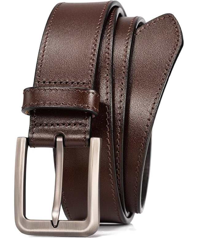 WOLFANT Men's 35mm Dress Casual Belt,100% Italian Full Grain Real Solid Leather