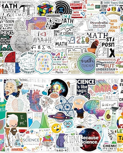 106pcs Math & Science Stickers - Funny Gifts for Women & Men, Vinyl Stickers for Laptops, Water Bottles & Notebooks