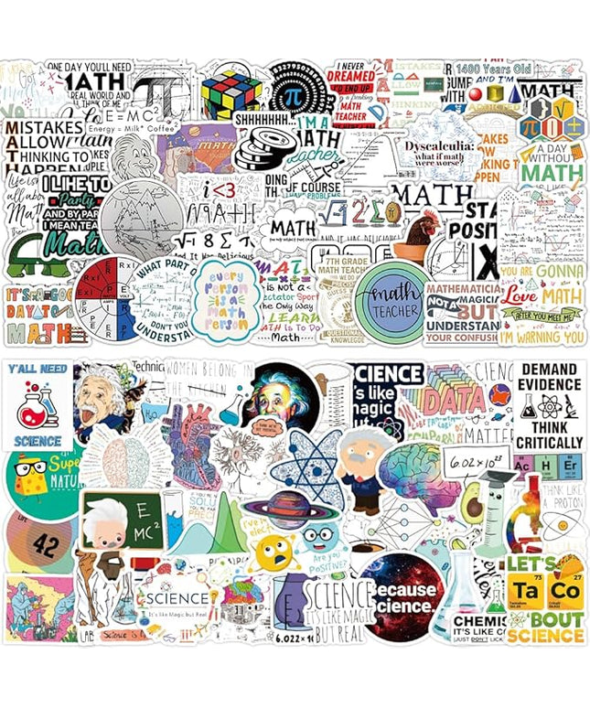 106pcs Math & Science Stickers - Funny Gifts for Women & Men, Vinyl Stickers for Laptops, Water Bottles & Notebooks