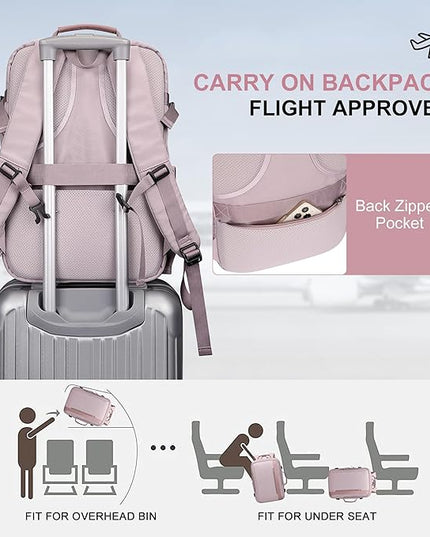 PIJUSHI Travel Backpack for Women Expandable Carry on Luggage Backpack Airline Approved Personal Item Laptop Bag(PE034 Light Purple)