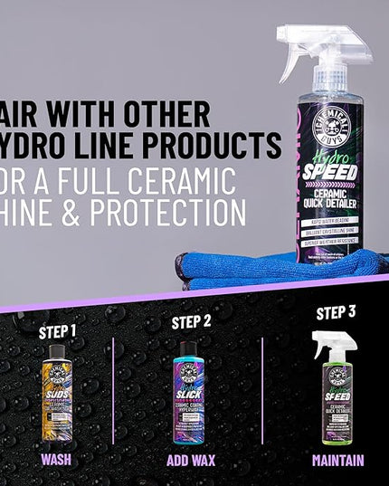 Chemical Guys HydroSpeed Ceramic Quick Detailer Spray - SiO2 Shine Car Detailer Spray for Cars, Trucks, SUVs, Motorcycles and RVs, Boosts Gloss, Hydrophobic Protection and Slickness, 16 oz