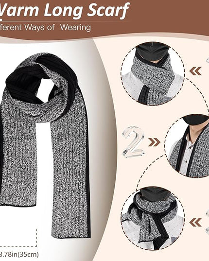 Men Women Winter Beanie Hats Scarf with Touchscreen Gloves Warm Knit Themal Gloves Long Scarf Set with Fleece Lined