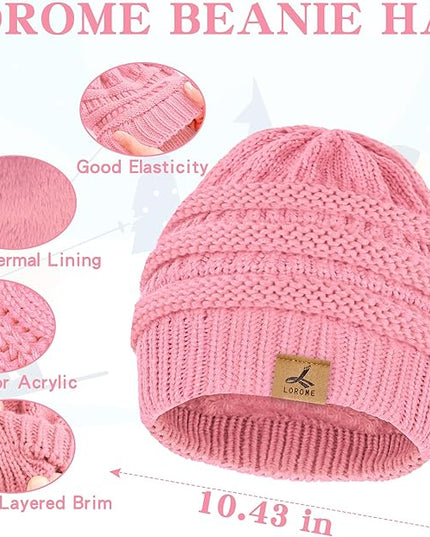 Winter Beanie Hat Scarf Gloves, Warm Fleece Knit Hats Touch Screen Gloves Neck Scarf Set Winter Gifts for Unisex Adult