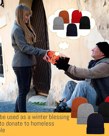 Toulite Bulk Winter Beanies for Homeless Donation Unisex Warm Knitted Beanie Hats Skull Cap