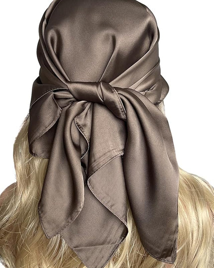 CHUNG Women's Square Satin Scarf 27.5" Bandanas Solid 50s Retro Neck Scarves Emulation Silk Handbag Hair Ribbons Necktie