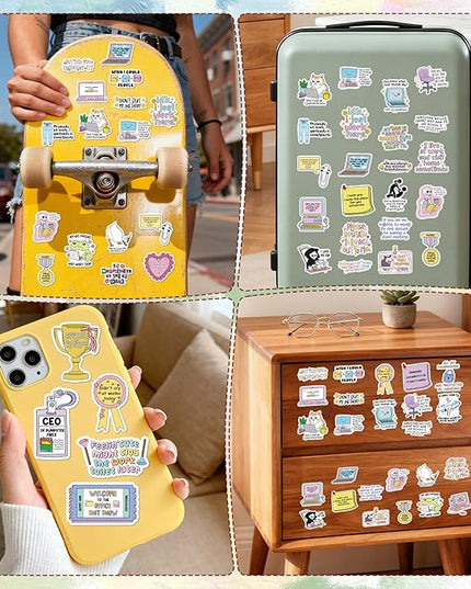 Funny Sarcastic Stickers for Adults - 50 Pcs Sarcastic Water Bottle Stickers, Waterproof Humor Scrapbook Decals, Vinyl Sticker for Laptop Phone Journaling Skateboard