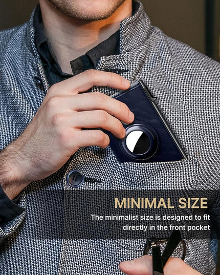 typecase Mens Wallet Card Holder for AirTag: Leather Smart Wallet for Men Compatible with Apple Air Tag, RFID Blocking, Slim, Minimalist - 9-14 Card Capacity | ID Window | Cash Slot (Navy)