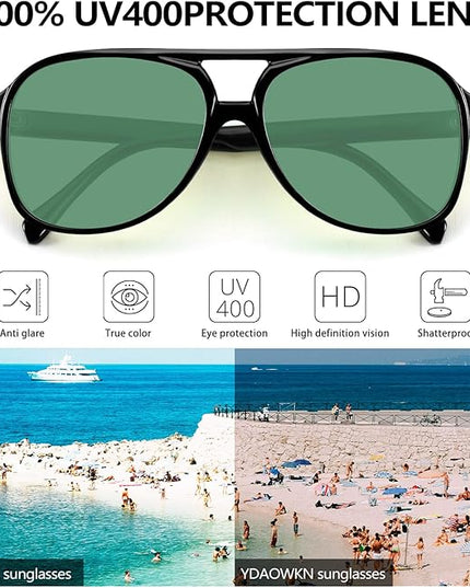 YDAOWKN Retro Aviator Sunglasses for Women Mens Large Frame Classic Vintage 70s Sun Glasses Aviators