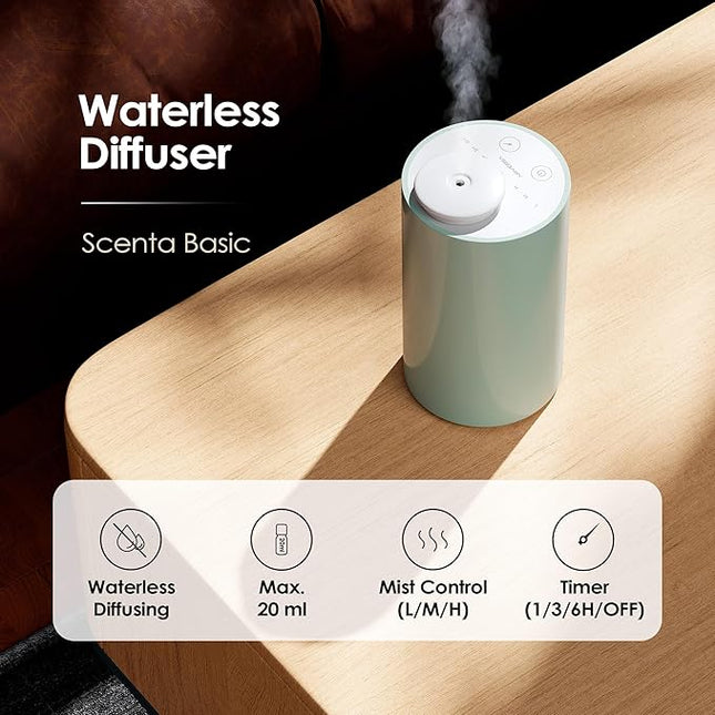 Airversa Waterless Diffuser for Essential Oil, Car Diffsuer, Battery Operated Nebulizer, 0.7 Fl Oz/ 20mL, Mini Scent Air Machine, 3 Timers & 3 Mist Levels for Home, Room, Car, Office - AN6 Green Lily
