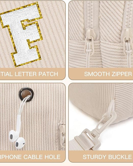 Viverte Small Corduroy Sling Bag Initial Crossbody Bag Fanny Pack for Girls Personalized Birthday Gifts for Teen Girls Gifts
