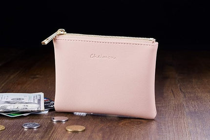 Chelmon Vegan Leather Coin Purse Pouch Change Purse With Zipper For Men Women