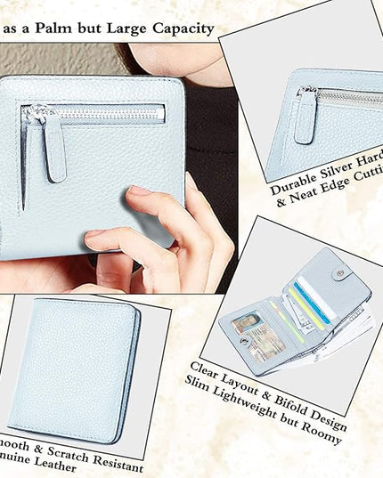 AINIMOER Small Leather Wallet for Women, Ladies Credit Card Holder RFID Blocking Women's Mini Bifold Pocket Purse
