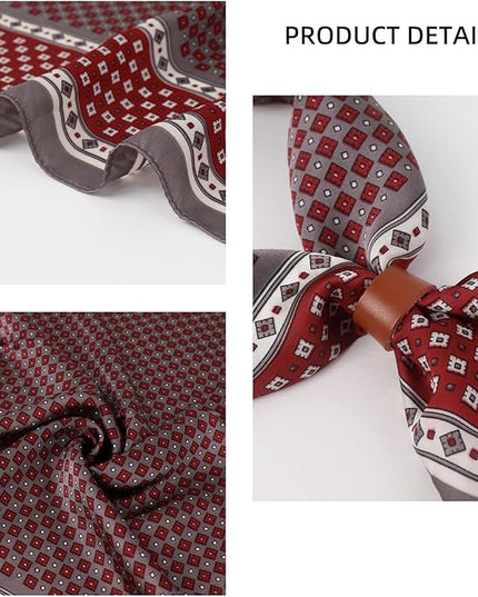 27.5 Inches Square Silk Feeling Neck Scarf for Men Necktie Silk Bandanas Pocket Square Cowboy Scarves