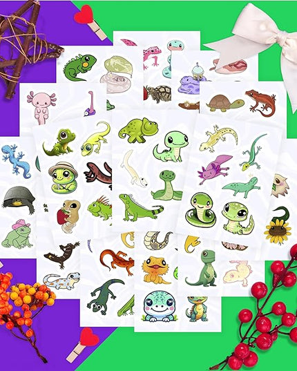 BulbaCraft 100Pcs Reptile Stickers, Lizard Stickers for Water Bottle and Laptop - Reptile Party Supplies & Decorations, Snake Vinyl Decals, Gifts for Women & Men
