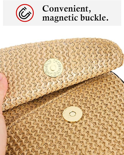 Haytijoe Straw Crossbody Bags for Women Small Summer Purse Woven RFID Cross Body Phone Wallet for Beach Hawaiian Travel Gifts